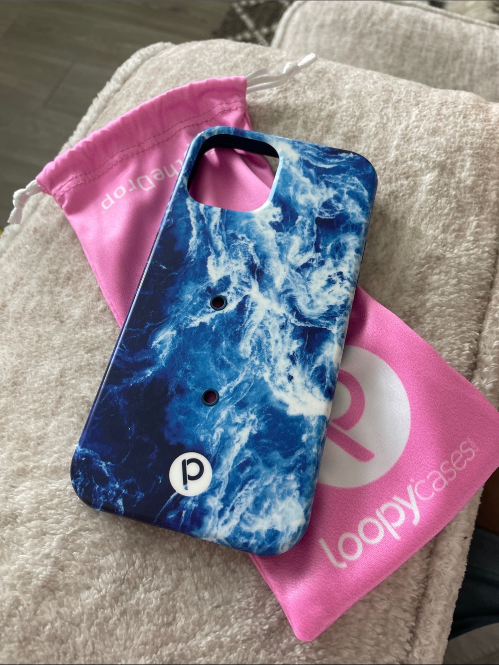 Loopy Case Navy & White Ocean Marble Phone Case without Grip Loop